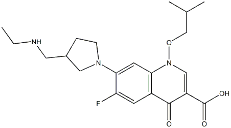 6-Fluoro-1-(2-methylpropyloxy)-1,4-dihydro-4-oxo-7-[3-(ethylaminomethyl)-1-pyrrolidinyl]quinoline-3-carboxylic acid 结构式