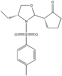 (2S)-2-[(2R,4R)-4-Ethyl-3-(4-methylphenylsulfonyl)oxazolidin-2-yl]-1-cyclopentanone 结构式
