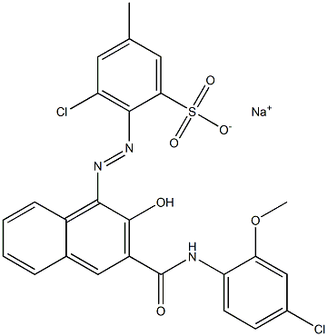 3-Chloro-5-methyl-2-[[3-[[(4-chloro-2-methoxyphenyl)amino]carbonyl]-2-hydroxy-1-naphtyl]azo]benzenesulfonic acid sodium salt 结构式