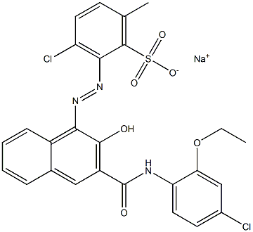 3-Chloro-6-methyl-2-[[3-[[(4-chloro-2-ethoxyphenyl)amino]carbonyl]-2-hydroxy-1-naphtyl]azo]benzenesulfonic acid sodium salt 结构式