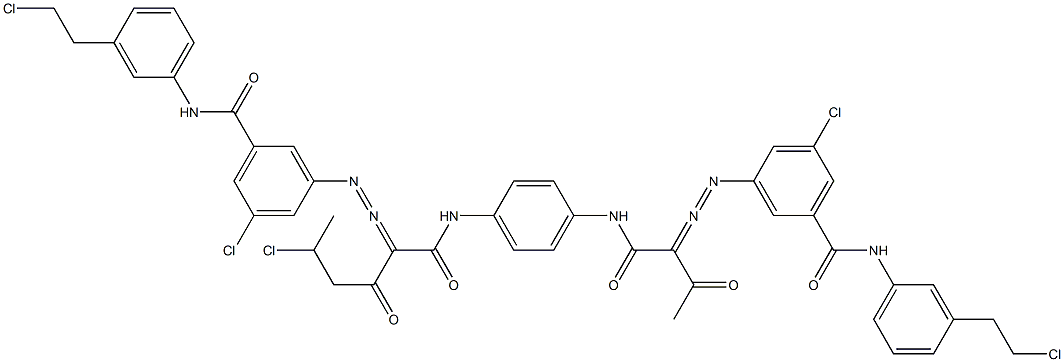 3,3'-[2-(1-Chloroethyl)-1,4-phenylenebis[iminocarbonyl(acetylmethylene)azo]]bis[N-[3-(2-chloroethyl)phenyl]-5-chlorobenzamide] 结构式