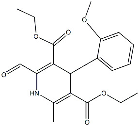 4-(2-Methoxyphenyl)-2-formyl-6-methyl-1,4-dihydropyridine-3,5-dicarboxylic acid diethyl ester 结构式