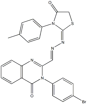 3-(4-Bromophenyl)-2-[2-[(2,3,4,5-tetrahydro-3-(p-methylphenyl)-4-oxothiazole)-2-ylidene]hydrazonomethyl]quinazoline-4(3H)-one 结构式