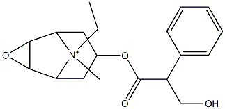 9-Ethyl-7-(3-hydroxy-1-oxo-2-phenylpropoxy)-9-methyl-3-oxa-9-azoniatricyclo[3.3.1.02,4]nonane 结构式