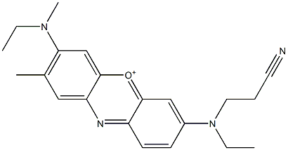 7-[(2-Cyanoethyl)ethylamino]-3-(ethylmethylamino)-2-methylphenoxazin-5-ium 结构式