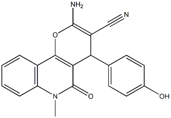 2-Amino-4-(4-hydroxyphenyl)-5-oxo-6-methyl-4,6-dihydro-5H-pyrano[3,2-c]quinoline-3-carbonitrile 结构式