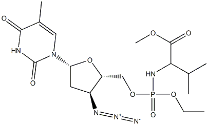 3'-Azido-3'-deoxythymidine-5'-[[[1-isopropyl-2-methoxy-2-oxoethyl]amino]phosphonic acid ethyl] ester 结构式