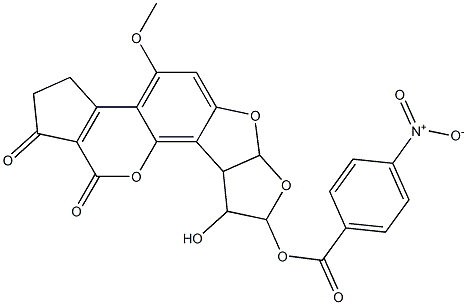 2,3,6a,8,9,9a-Hexahydro-8,9-dihydroxy-4-methoxycyclopenta[c]furo[3',2':4,5]furo[2,3-h][1]benzopyran-1,11-dione 8-(p-nitrobenzoate) 结构式