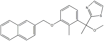 2-[1-Methoxy-1-[2-methyl-3-[(2-naphthalenyl)methoxy]phenyl]ethyl]thiazole 结构式