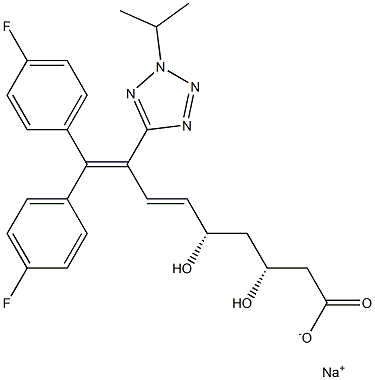 (3R,5S,6E)-9,9-Bis(4-fluorophenyl)-3,5-dihydroxy-8-[2-isopropyl-2H-tetrazol-5-yl]-6,8-nonadienoic acid sodium salt 结构式