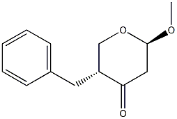 (2R,5R)-2-Methoxy-5-benzyl-2,3,5,6-tetrahydro-4H-pyran-4-one 结构式