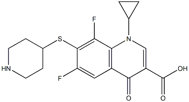 7-(Piperidin-4-yl)thio-1-cyclopropyl-6,8-difluoro-1,4-dihydro-4-oxoquinoline-3-carboxylic acid 结构式