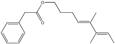 Phenylacetic acid 5,6-dimethyl-4,6-octadienyl ester 结构式