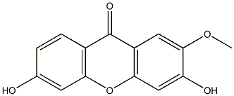 3,6-Dihydroxy-2-methoxy-9H-xanthen-9-one 结构式