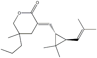 (3E)-Tetrahydro-5-methyl-5-propyl-3-[[(1R,2R)-3,3-dimethyl-2-(2-methyl-1-propenyl)cyclopropan-1-yl]methylene]-2H-pyran-2-one 结构式