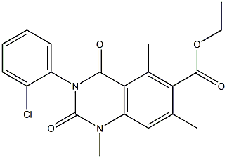 1,2,3,4-Tetrahydro-3-(2-chlorophenyl)-1,5,7-trimethyl-2,4-dioxoquinazoline-6-carboxylic acid ethyl ester 结构式