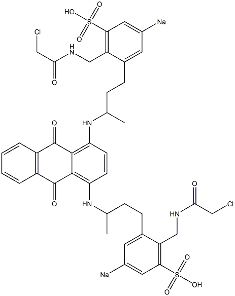 1,4-Bis[3-[2-[(chloroacetyl)aminomethyl]-5-sodiosulfophenyl]-1-methylpropylamino]anthraquinone 结构式