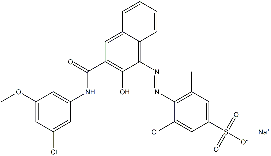 3-Chloro-5-methyl-4-[[3-[[(3-chloro-5-methoxyphenyl)amino]carbonyl]-2-hydroxy-1-naphtyl]azo]benzenesulfonic acid sodium salt 结构式