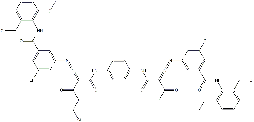 3,3'-[2-(Chloromethyl)-1,4-phenylenebis[iminocarbonyl(acetylmethylene)azo]]bis[N-[2-(chloromethyl)-6-methoxyphenyl]-5-chlorobenzamide] 结构式
