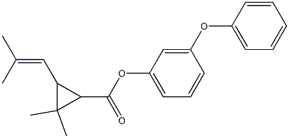 2,2-Dimethyl-3-(2-methyl-1-propenyl)-1-cyclopropanecarboxylic acid m-phenoxyphenyl ester 结构式