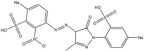 3-Methyl-4-(2-nitro-4-sodiosulfophenylazo)-1-(4-sodiosulfophenyl)-2-pyrazolin-5-one 结构式