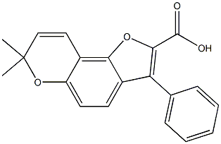 3-Phenyl-7,7-dimethyl-7H-furo[2,3-f][1]benzopyran-2-carboxylic acid 结构式