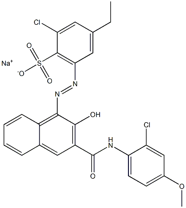 2-Chloro-4-ethyl-6-[[3-[[(2-chloro-4-methoxyphenyl)amino]carbonyl]-2-hydroxy-1-naphtyl]azo]benzenesulfonic acid sodium salt 结构式