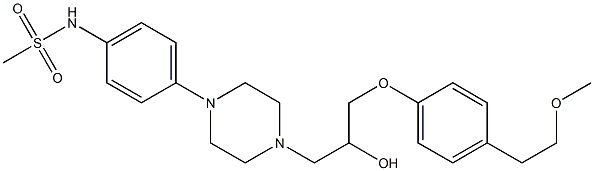 1-[4-[4-(Methylsulfonylamino)phenyl]-1-piperazinyl]-3-[4-(2-methoxyethyl)phenoxy]-2-propanol 结构式