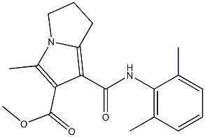 6,7-Dihydro-3-methyl-1-[(2,6-dimethylphenyl)carbamoyl]-5H-pyrrolizine-2-carboxylic acid methyl ester 结构式