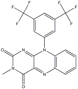 3-Methyl-10-[3,5-bis(trifluoromethyl)phenyl]pyrimido[4,5-b]quinoxaline-2,4(3H,10H)-dione 结构式