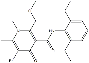 2-Methoxymethyl-5-bromo-1,4-dihydro-1,6-dimethyl-N-(2,6-diethylphenyl)-4-oxopyridine-3-carboxamide 结构式