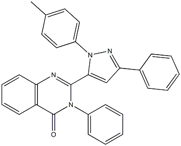 3-(Phenyl)-2-[3-(phenyl)-1-(4-methylphenyl)-1H-pyrazol-5-yl]quinazolin-4(3H)-one 结构式