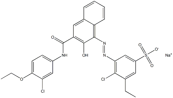 4-Chloro-3-ethyl-5-[[3-[[(3-chloro-4-ethoxyphenyl)amino]carbonyl]-2-hydroxy-1-naphtyl]azo]benzenesulfonic acid sodium salt 结构式