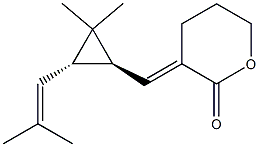 (3E)-Tetrahydro-3-[[(1S,2S)-3,3-dimethyl-2-(2-methyl-1-propenyl)cyclopropan-1-yl]methylene]-2H-pyran-2-one 结构式