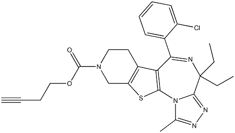 1-Methyl-4,4-diethyl-6-(2-chlorophenyl)-9-(3-butynyloxy)carbonyl-7,8,9,10-tetrahydro-4H-pyrido[4',3':4,5]thieno[3,2-f][1,2,4]triazolo[4,3-a][1,4]diazepine 结构式