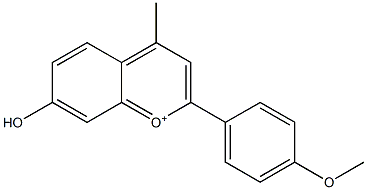 4-Methyl-7-hydroxy-2-(4-methoxyphenyl)-1-benzopyrylium 结构式