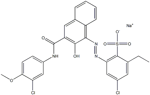 4-Chloro-2-ethyl-6-[[3-[[(3-chloro-4-methoxyphenyl)amino]carbonyl]-2-hydroxy-1-naphtyl]azo]benzenesulfonic acid sodium salt 结构式