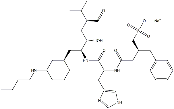(2S)-2-Benzyl-4-[[(1S)-1-[(1H-imidazol-4-yl)methyl]-2-[[(1S,2S,4S)-5-butylamino-1-cyclohexylmethyl-4-isopropyl-2-hydroxy-5-oxopentyl]amino]-2-oxoethyl]amino]-4-oxobutane-1-sulfonic acid sodium salt 结构式