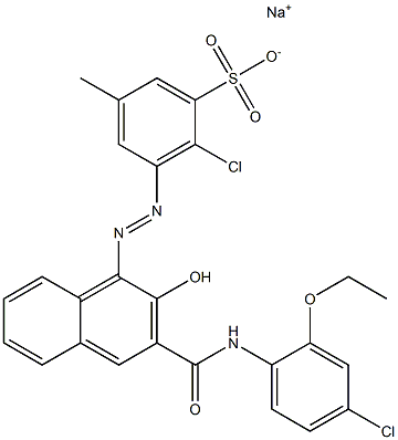 2-Chloro-5-methyl-3-[[3-[[(4-chloro-2-ethoxyphenyl)amino]carbonyl]-2-hydroxy-1-naphtyl]azo]benzenesulfonic acid sodium salt 结构式