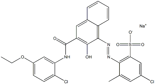 3-Chloro-5-methyl-6-[[3-[[(2-chloro-5-ethoxyphenyl)amino]carbonyl]-2-hydroxy-1-naphtyl]azo]benzenesulfonic acid sodium salt 结构式