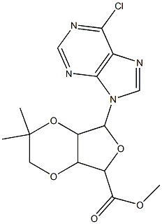 7-(6-Chloro-purin-9-yl)-2,2-dimethyl-hexahydro-furo[3,4-b][1,4]dioxine-5-carboxylic acid methyl ester 结构式