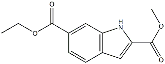 2-Methoxycarbonylindole-6-carboxylic acid ethyl ester 结构式