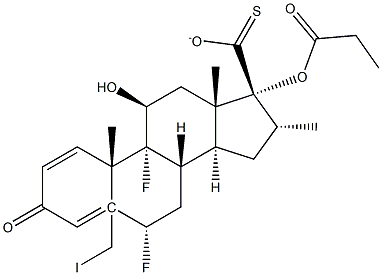 5-IODOMETHYL 6A,9A-DIFLUORO-11BETA-HYDROXY-16A-METHYL-3-OXO-17A-(PROPIONYLOXY)-ANDROSTA-1,4-DIENE-17BETA-CARBOTHIOATE 结构式