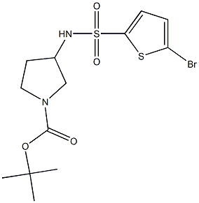 3-(5-Bromo-thiophene-2-sulfonylamino)-pyrrolidine-1-carboxylic acid tert-butyl ester 结构式