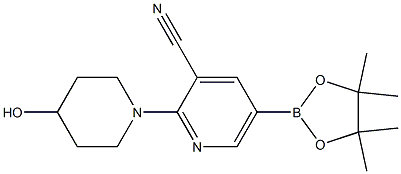 2-(4-hydroxypiperidin-1-yl)-5-(4,4,5,5-tetramethyl-1,3,2-dioxaborolan-2-yl)pyridine-3-carbonitrile 结构式