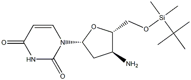 3'-Amino-5'-O-tert-butyldimethylsilyl-2',3'-dideoxyuridine 结构式