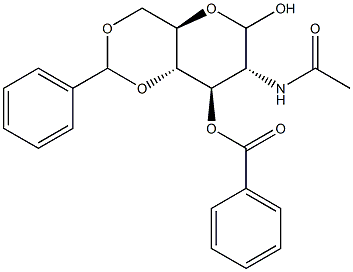 2-乙酰氨基-3-O-苯甲酰基-4,6-O-亚苄基-2-脱氧D-D-吡喃葡萄糖 结构式