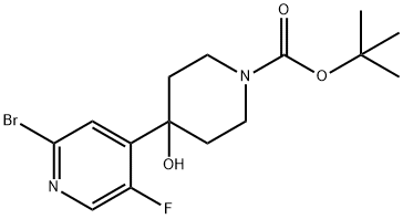 TERT-BUTYL 4-(2-BROMO-5-FLUOROPYRIDIN-4-YL)-4-HYDROXYPIPERIDINE-1-CARBOXYLATE 结构式
