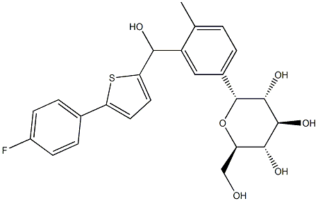 (2R,3R,4R,5S,6R)-2-(3-((5-(4-fluorophenyl)thiophen-2-yl)(hydroxy)methyl)-4-methylphenyl)-6-(hydroxymethyl)tetrahydro-2H-pyran-3,4,5-triol 结构式