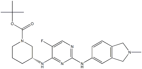 (R)-tert-butyl 3-((5-fluoro-2-((2-methylisoindolin-5-yl)amino)pyrimidin-4-yl)amino)piperidine-1-carboxylate 结构式